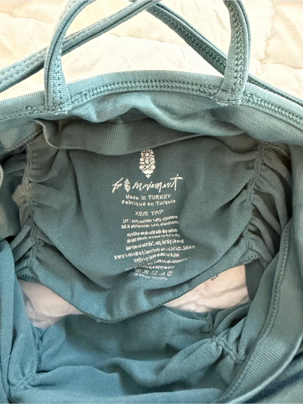 Free People Pure Barre Blue-Green Ruched Sports Bra Tank